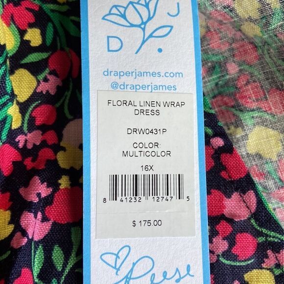 Draper James NWT Multi color floral linen wrap dress Sz 16 - Picture 10 of 10